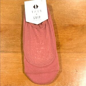 Tavi Maddie Grip Socks Med. Mauve Glitter Mesh Pilates Yoga NWT
